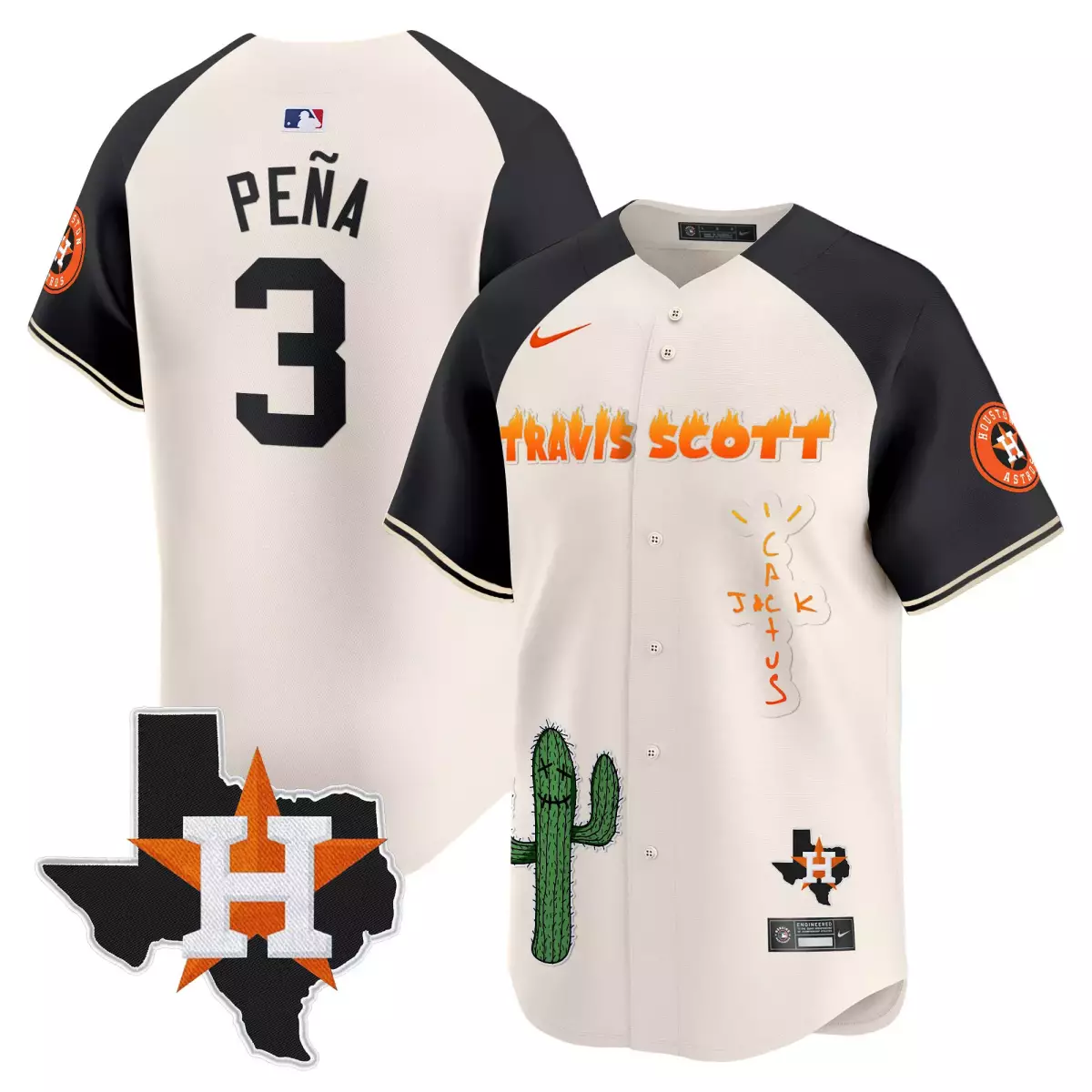houston astros 3 pena cream jersey cactus jack patch vapor premier limited v9 stitched 923