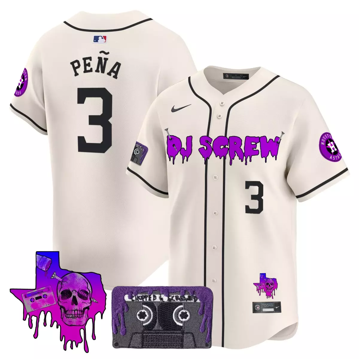 houston astros 3 pena cream jersey dj screw patch vapor premier limited v2 all stitched
