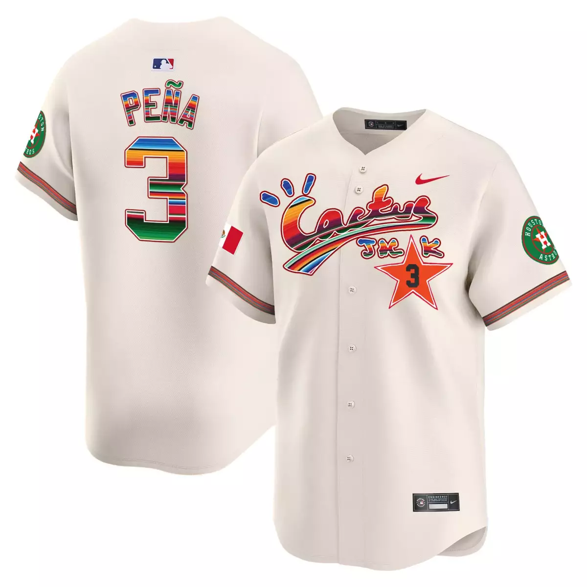 houston astros 3 pena cream jersey mexico cactus jack vapor premier limited all stitched