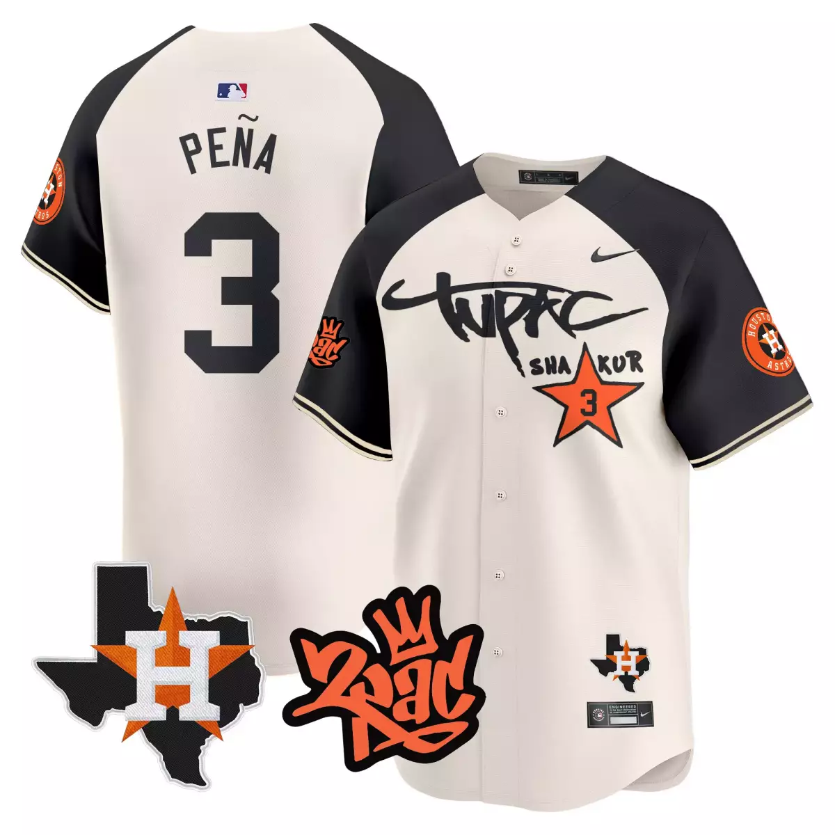 houston astros 2 pac orange jersey tupac shakur vapor premier limited all stitched