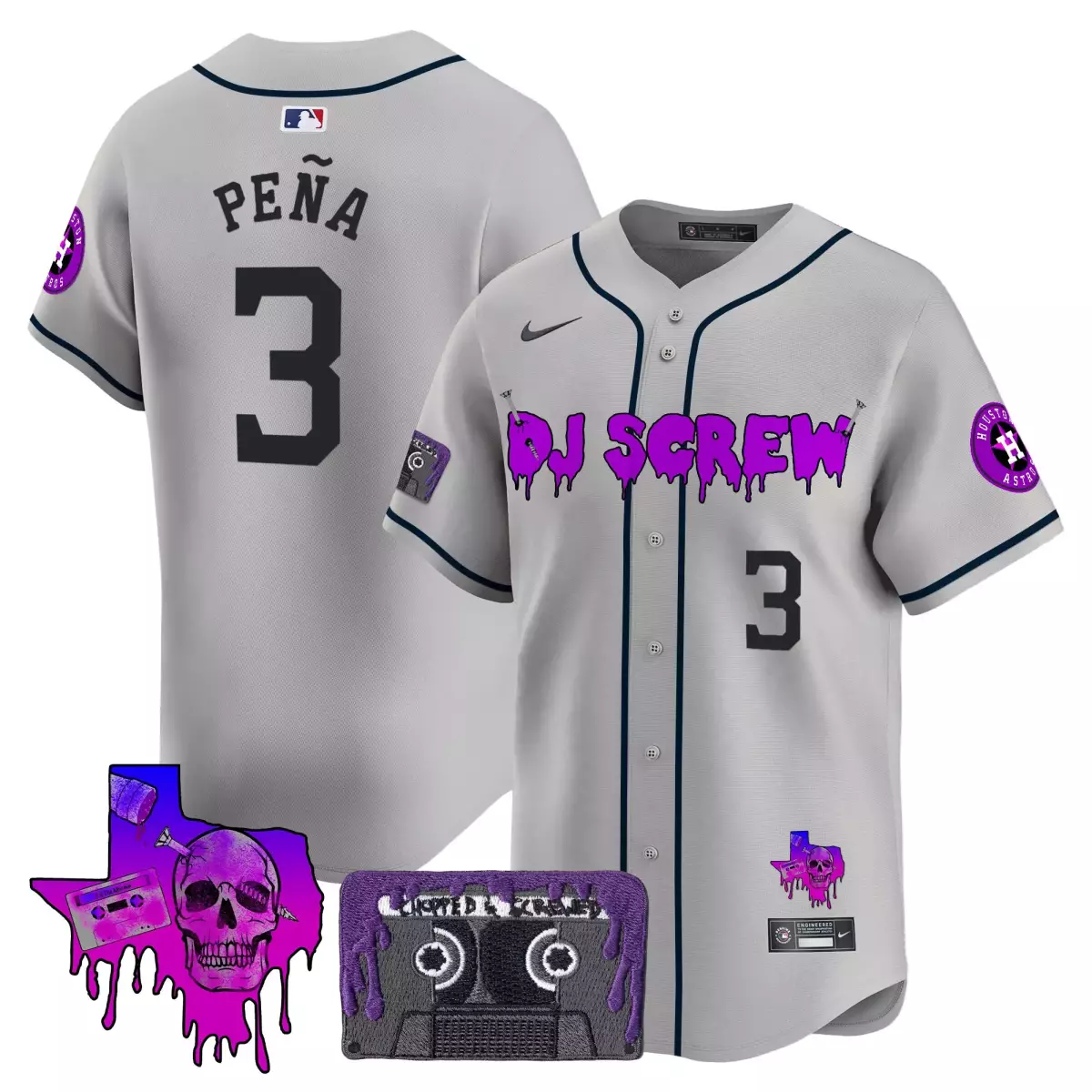 houston astros 3 pena gray jersey dj screw patch vapor premier limited v2 all stitched