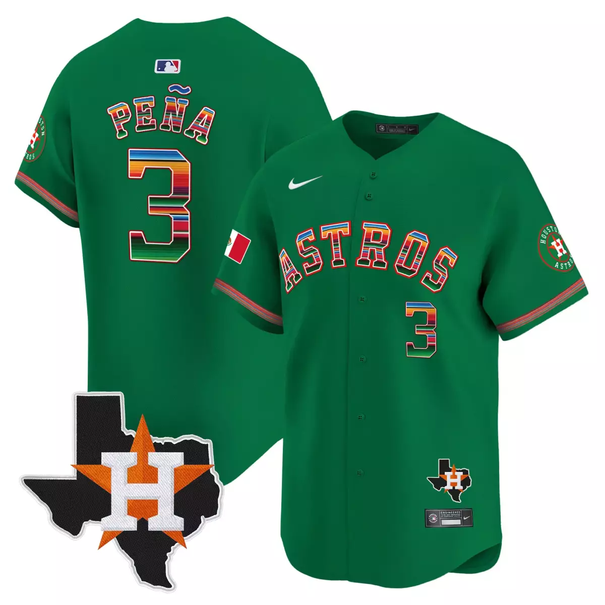 houston astros 3 pena green jersey mexico texas patch vapor premier limited all stitched bhg