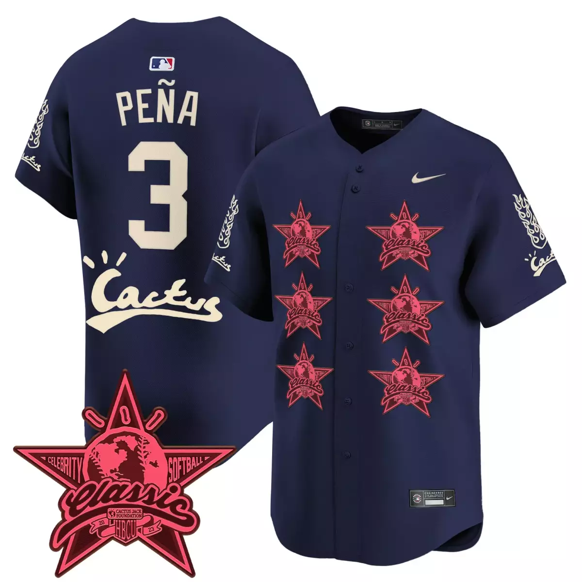 houston astros 3 pena navy jersey cactus jack 2025 vapor premier limited v2 all stitched