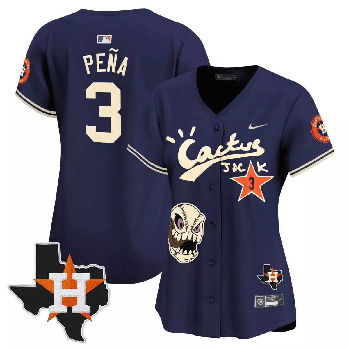 houston astros 3 pena navy jersey cactus jack patch vapor premier limited all stitched 2dn