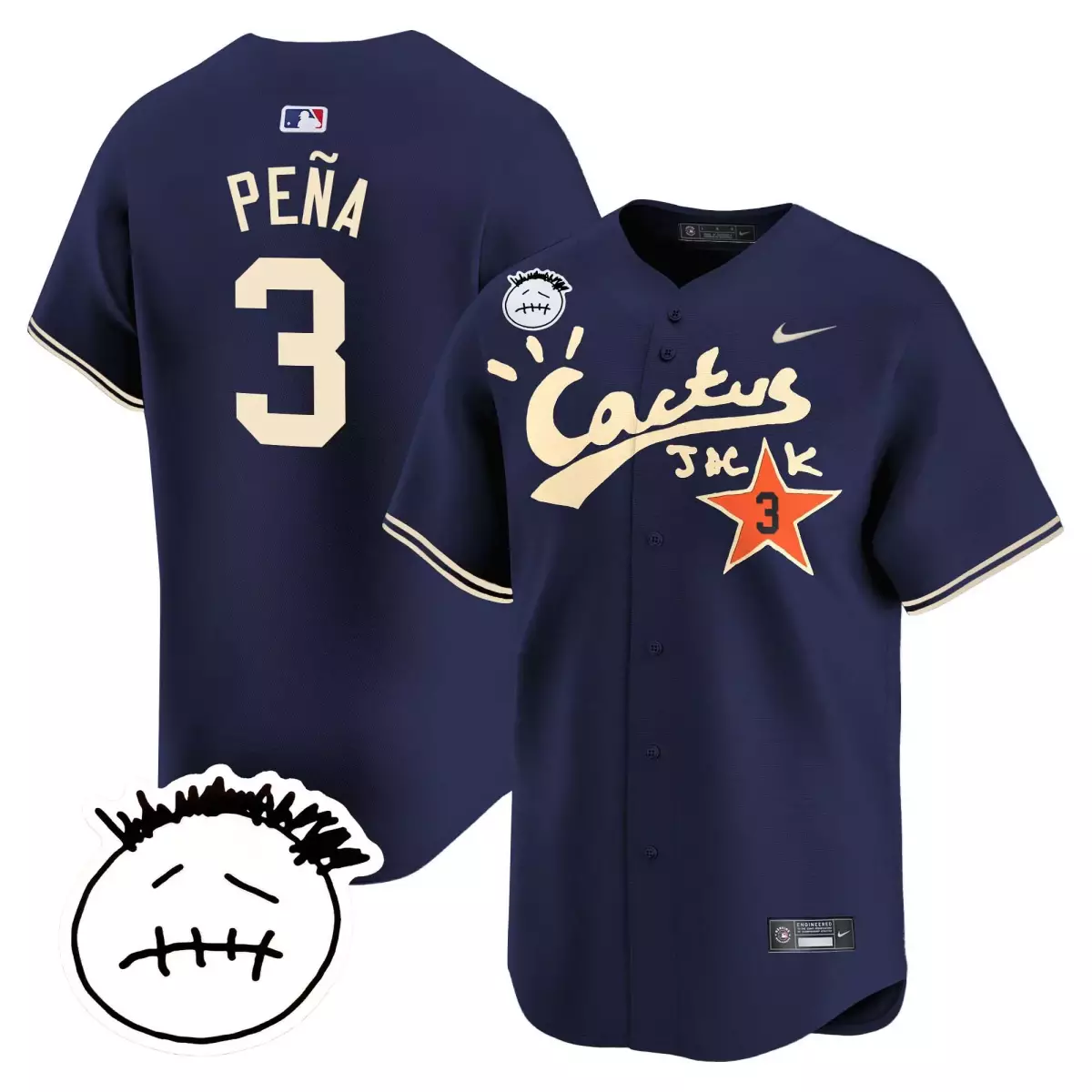 houston astros 3 pena navy jersey cactus jack patch vapor premier limited v4 stitched ni4