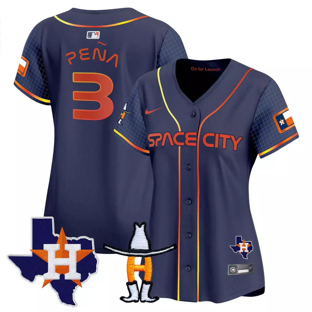 houston astros 3 pena navy jersey space city texas patch vapor premier limited all stitched