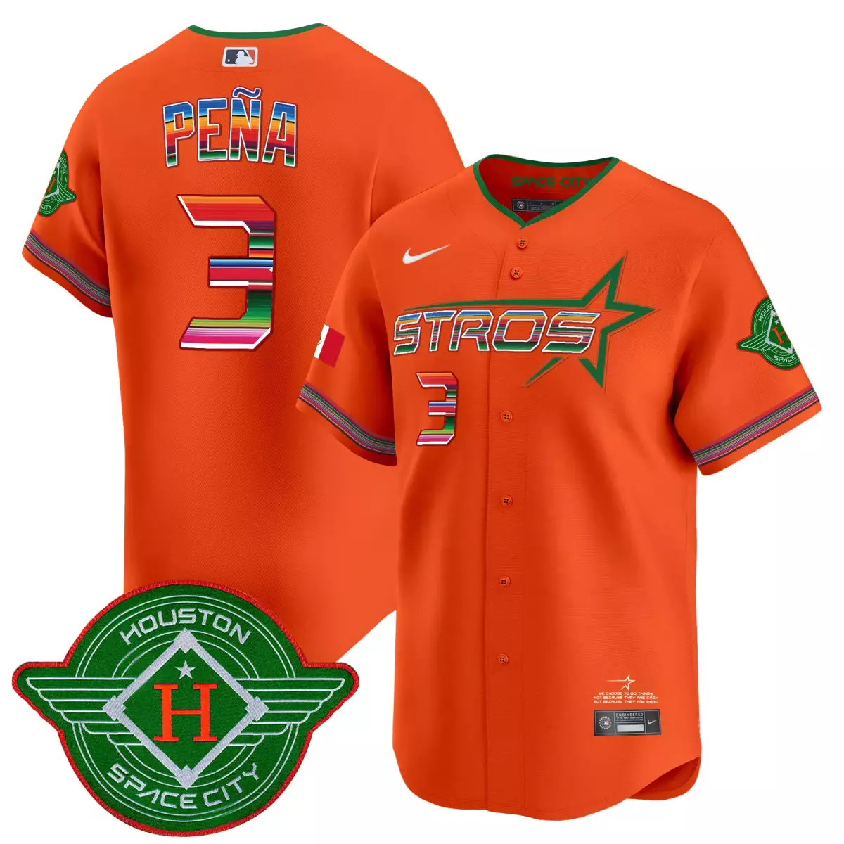 houston astros 3 pena orange jersey 2025 city connect mexico vapor premier limited all stitched 79p