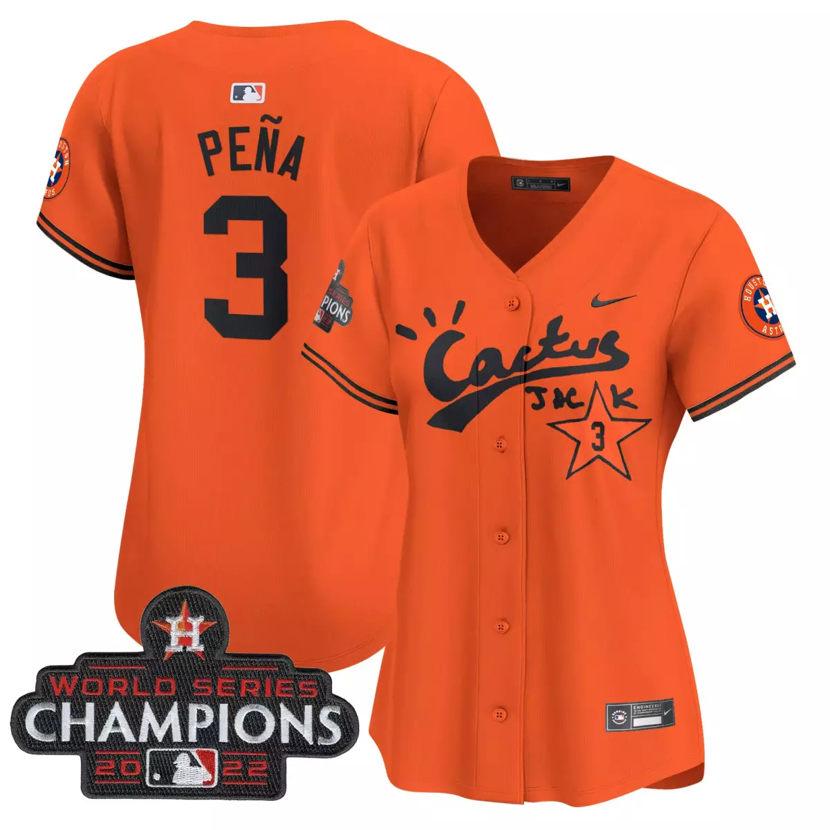 houston astros 3 pena orange jersey cactus jack champions patch vapor premier limited all stitched yh6