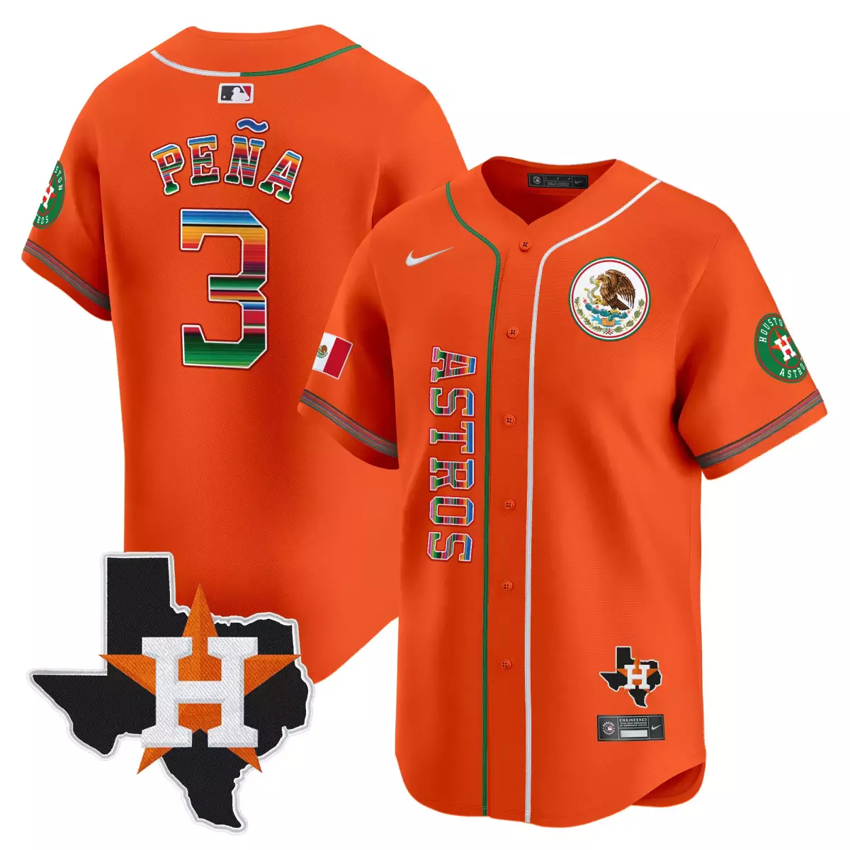 houston astros 3 pena orange jersey mexico vapor premier limited v4 all stitched