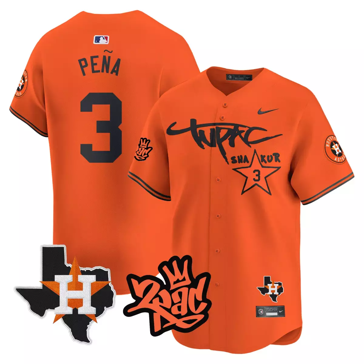 houston astros 3 pena orange jersey tupac shakur vapor premier limited all stitched