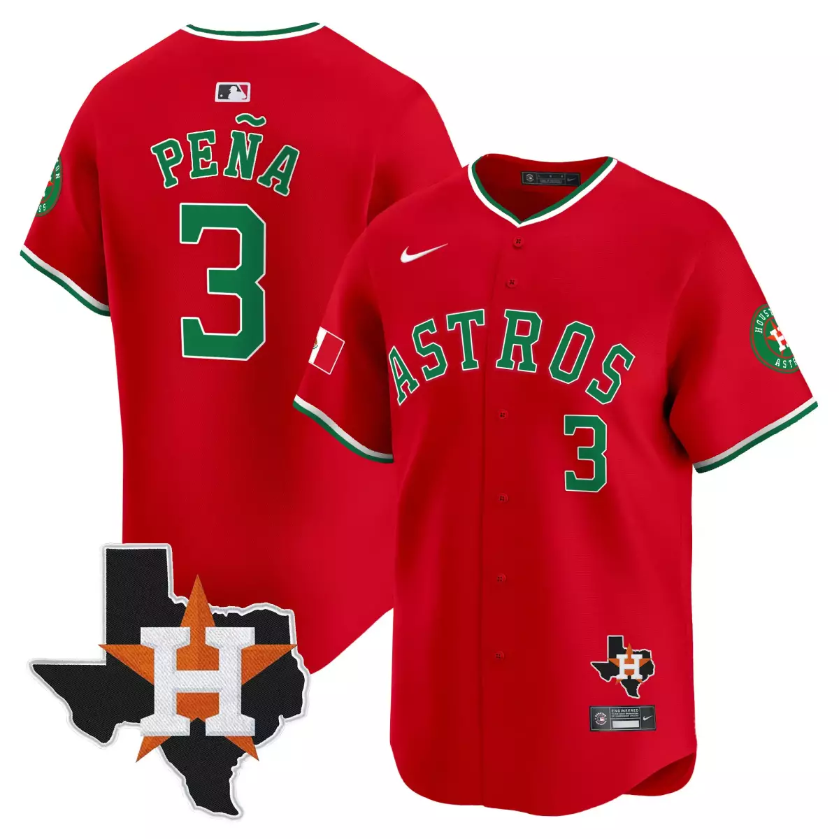 houston astros 3 pena red jersey mexico texas patch vapor premier limited v4 all stitched