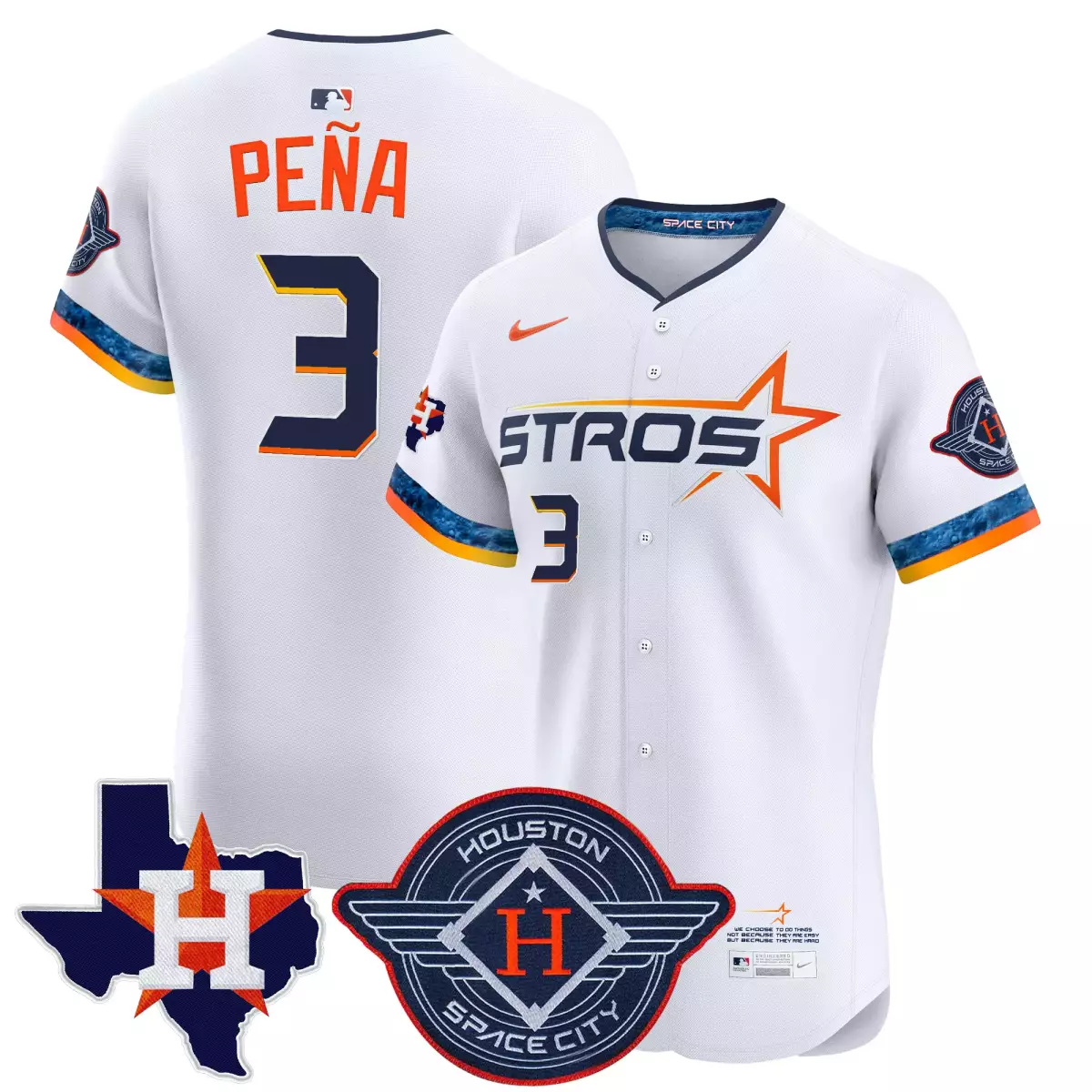 houston astros 3 pena white jersey 2025 city connect texas patch vapor premier elite all stitched