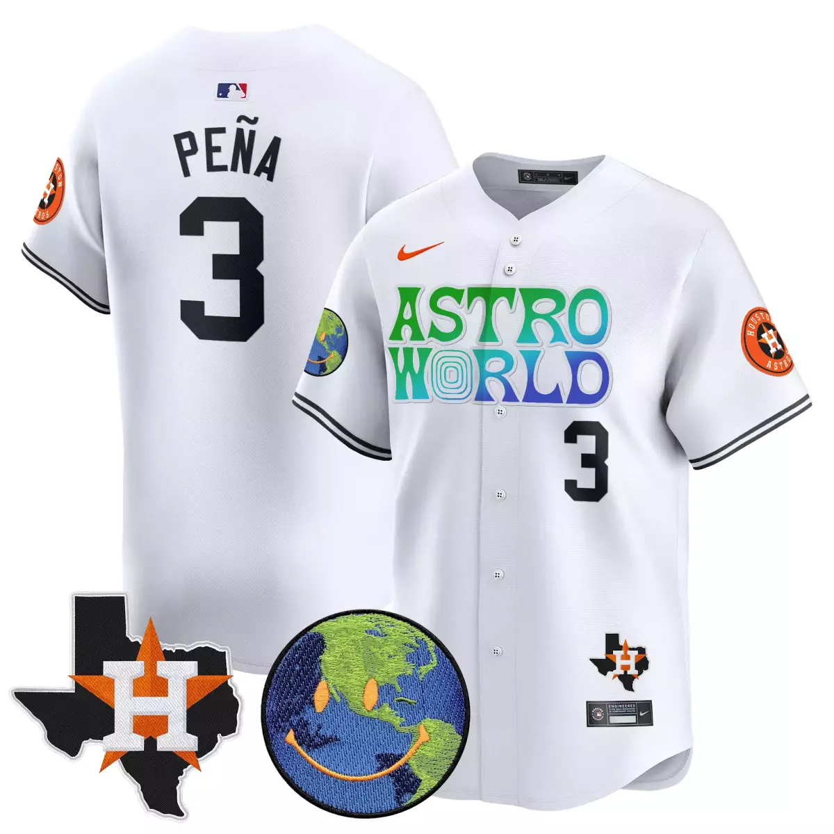 houston astros 3 pena white jersey cactus jack astro world vapor premier limited all stitched