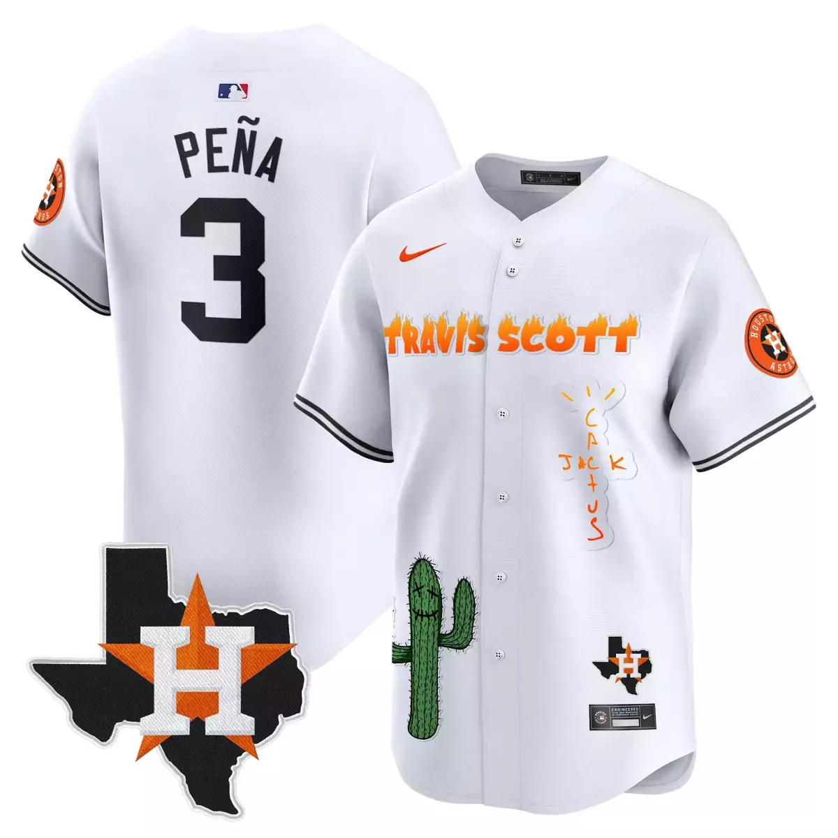 houston astros 3 pena white jersey cactus jack patch vapor premier limited v9 stitched