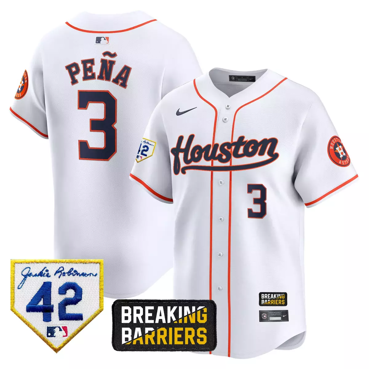 houston astros 3 pena white jersey jackie robinson breaking barriers patch vapor premier limited all stitched 3wr