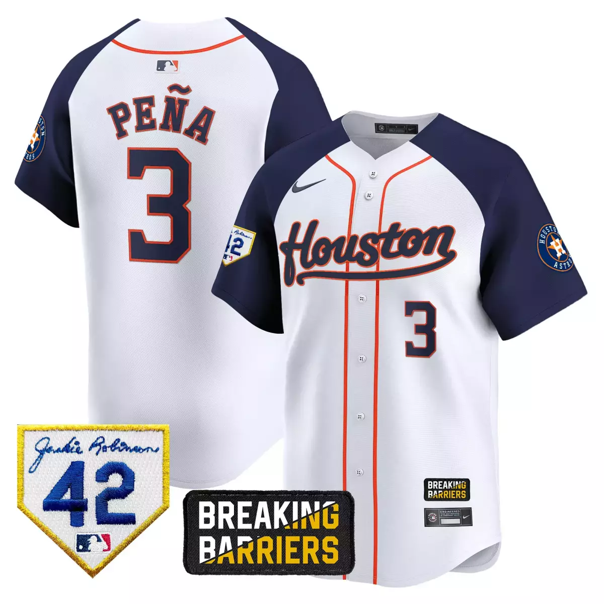 houston astros 3 pena white jersey jackie robinson breaking barriers patch vapor premier limited all stitched 3wr