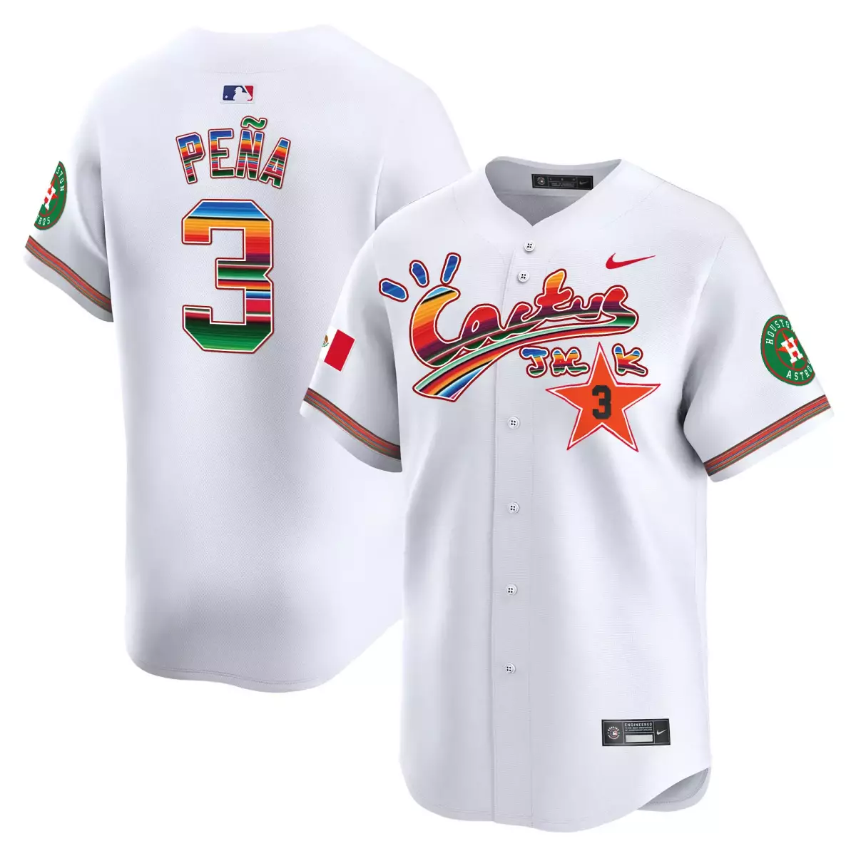 houston astros 3 pena white jersey mexico cactus jack vapor premier limited all stitched wa0