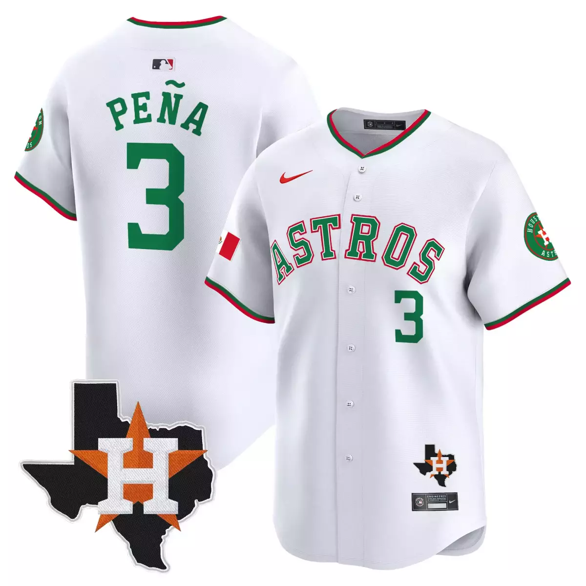 houston astros 3 pena white jersey mexico texas patch vapor premier limited v4 all stitched
