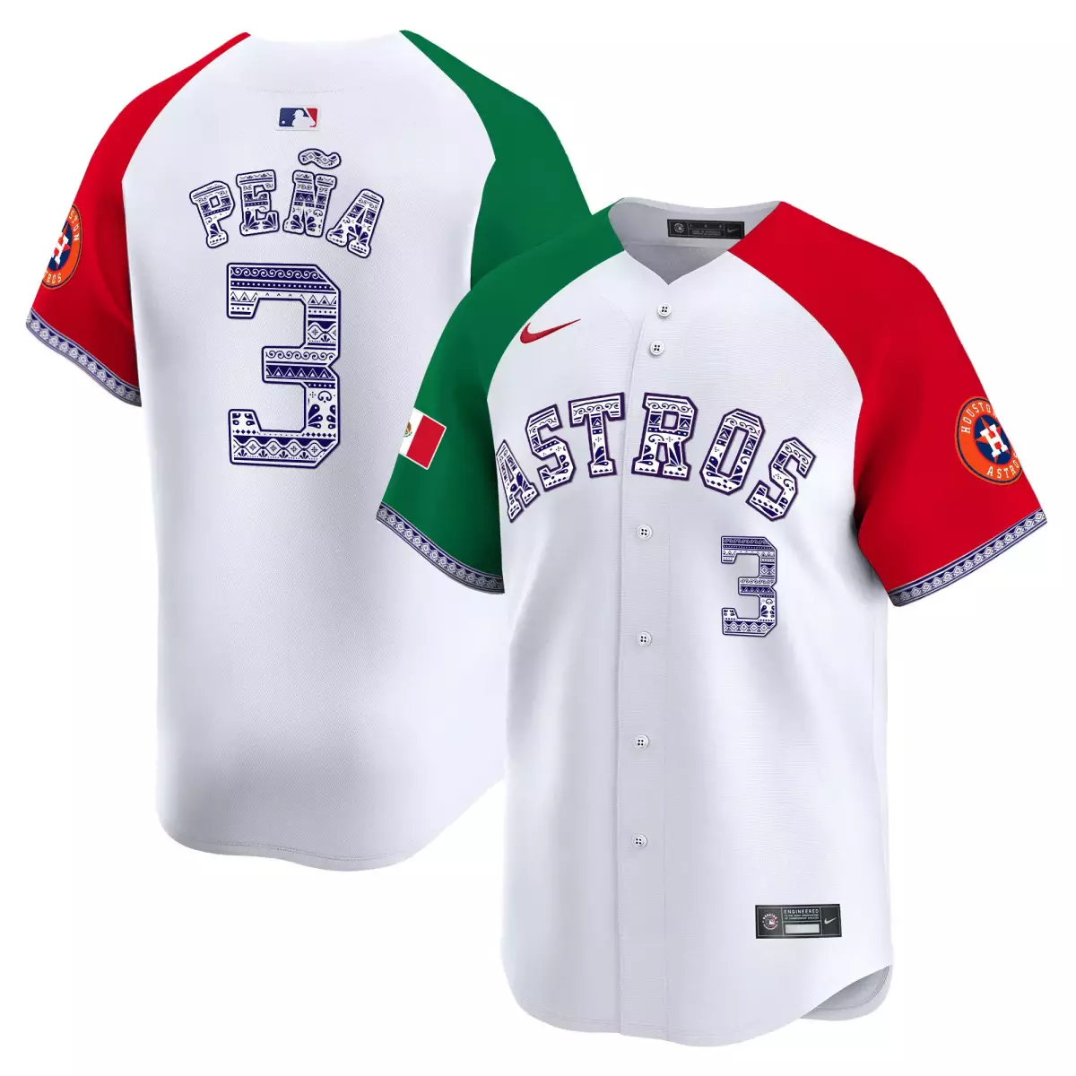 houston astros 3 pena white jersey mexico texas patch vapor premier limited v4 all stitched