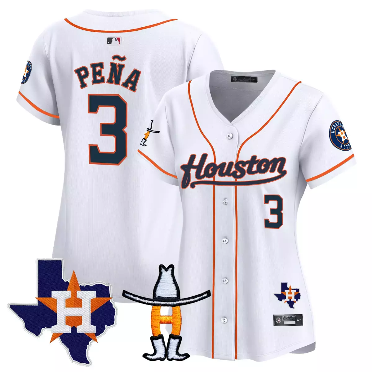 houston astros 3 pena white jersey rodeo patch vapor premier limited all stitched 5bn