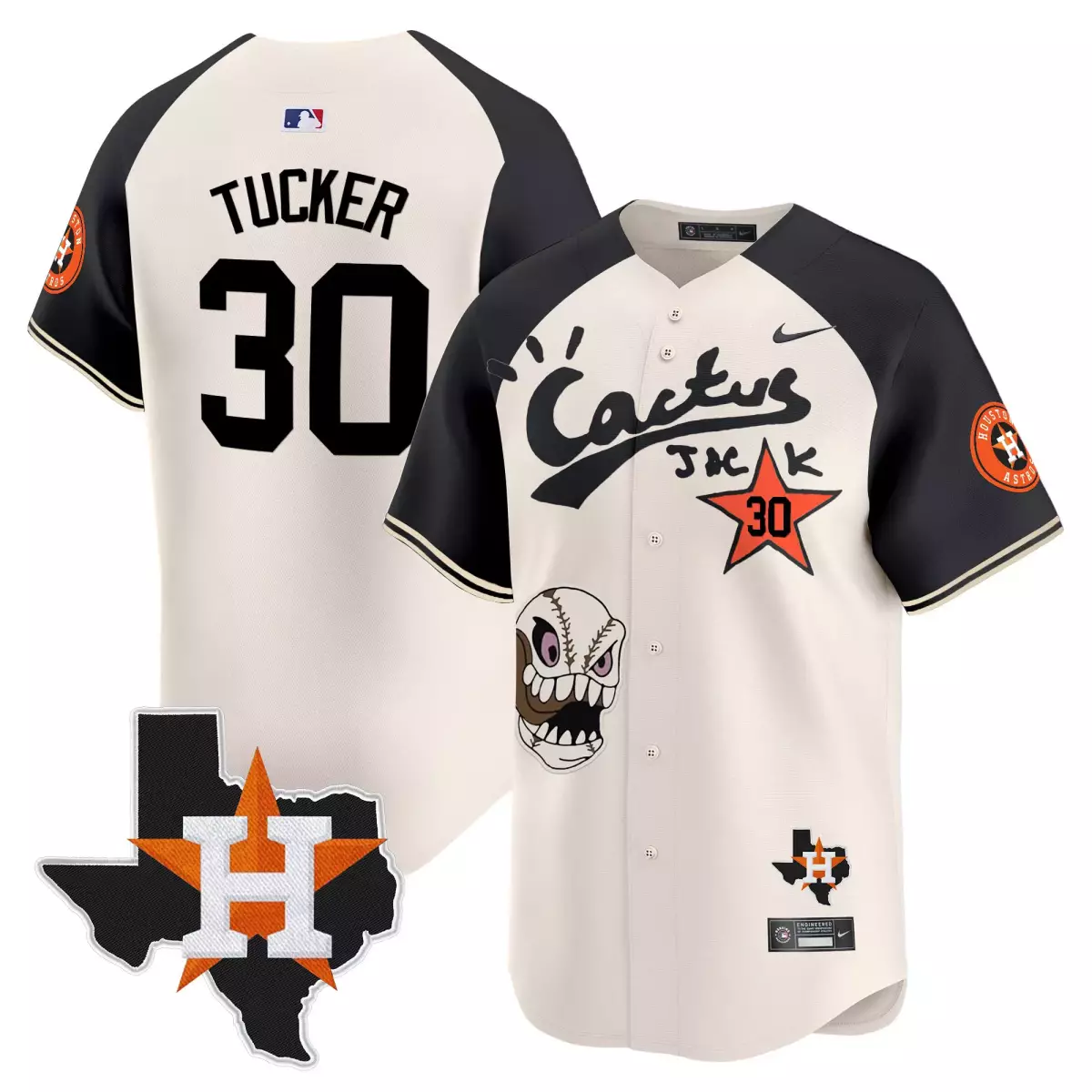 houston astros 30 tucker cream jersey cactus jack patch vapor premier limited all stitched 778