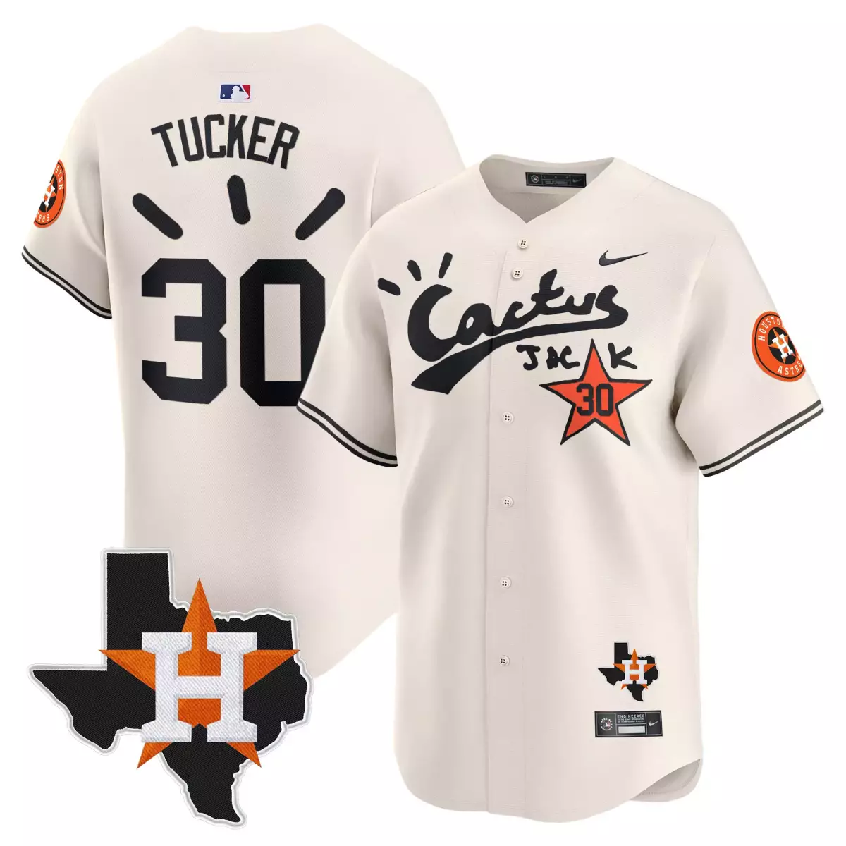 houston astros 30 tucker cream jersey cactus jack patch vapor premier limited v10 stitched tmj