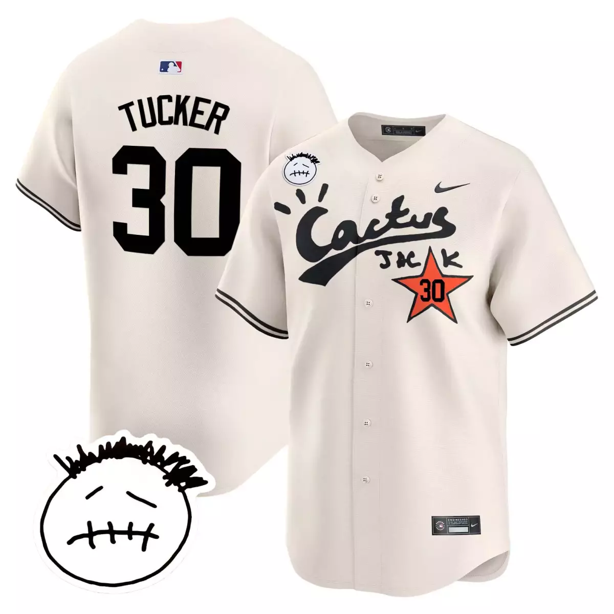 houston astros 30 tucker cream jersey cactus jack patch vapor premier limited v5 stitched