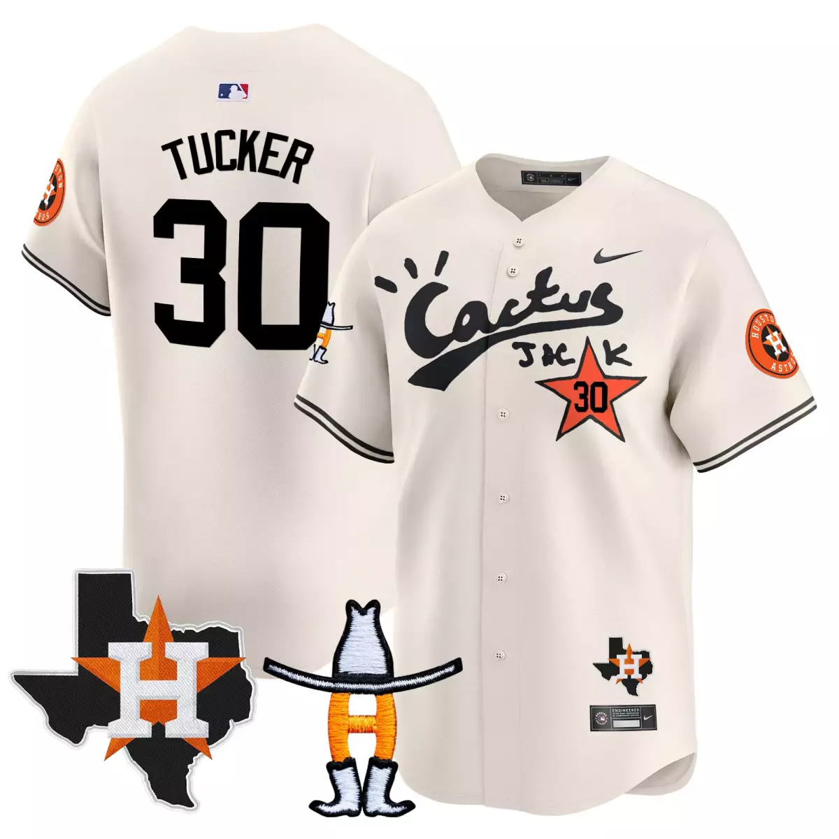 houston astros 30 tucker cream jersey cactus jack rodeo patch vapor premier limited all stitched 4ef
