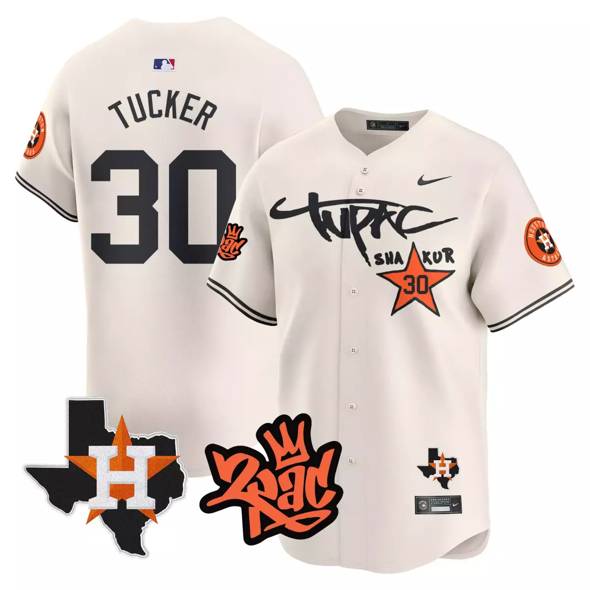 houston astros 2 pac orange jersey tupac shakur vapor premier limited all stitched