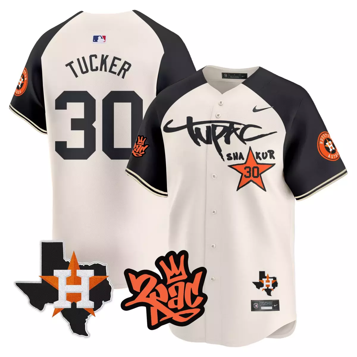 houston astros 30 tucker cream jersey tupac shakur vapor premier limited all stitched 55m
