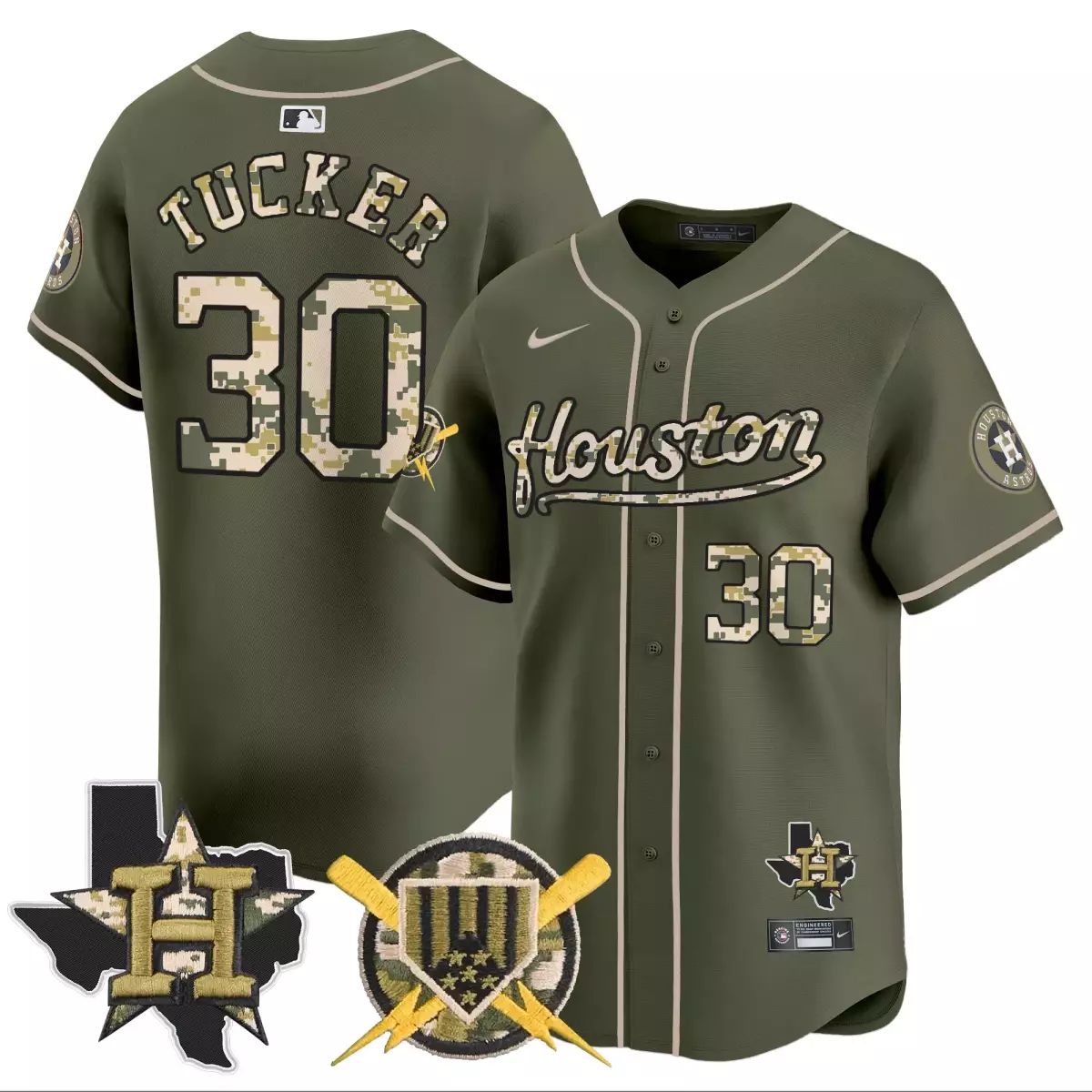 houston astros 30 tucker green camo jersey armed forces day vapor premier limited all stitched
