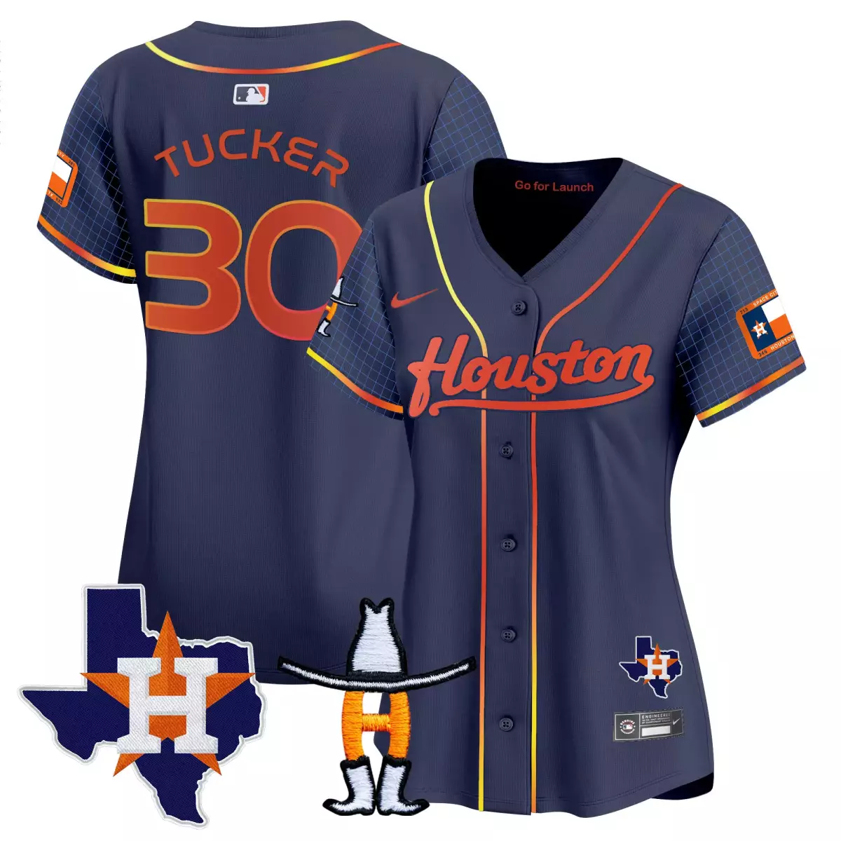 houston astros 30 tucker navy jersey space city rodeo patch vapor premier limited all stitched