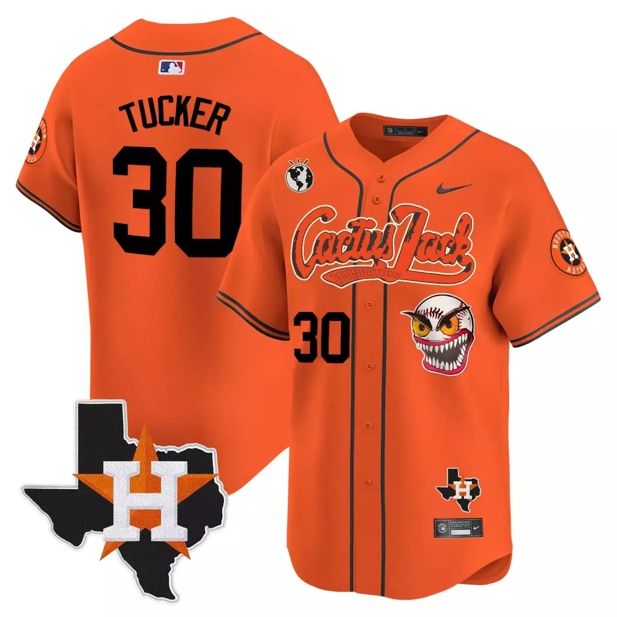 houston astros 30 tucker orange jersey cactus jack patch vapor premier limited v6 stitched du