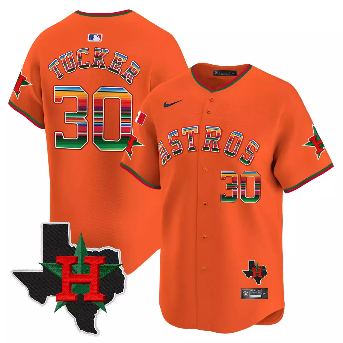 houston astros 30 tucker orange jersey mexico texas patch vapor premier limited all stitched zoc