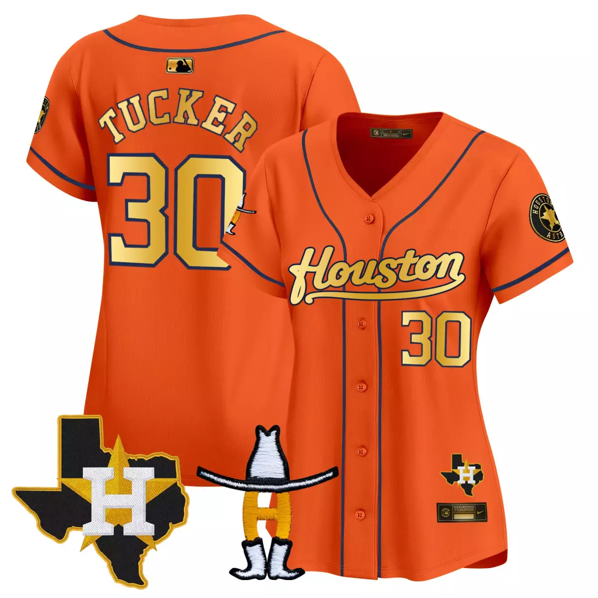 houston astros 30 tucker orange jersey orbit patch vapor premier limited v3 all stitched