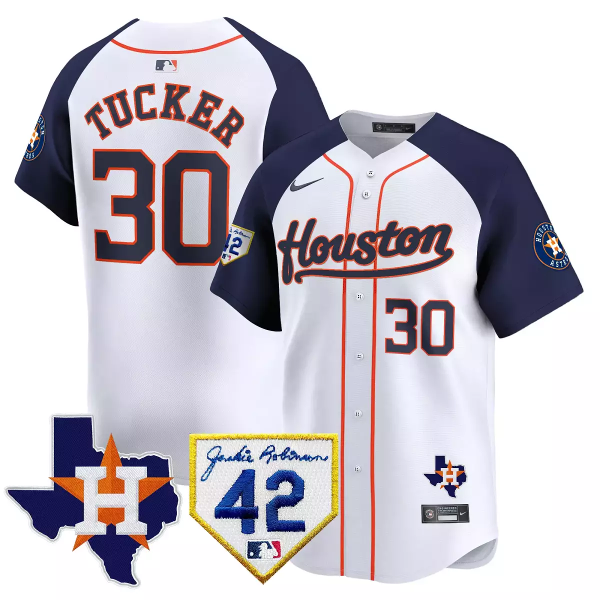 houston astros 30 tucker white jersey 2024 jackie robinson patch vapor premier limited all stitched ffl