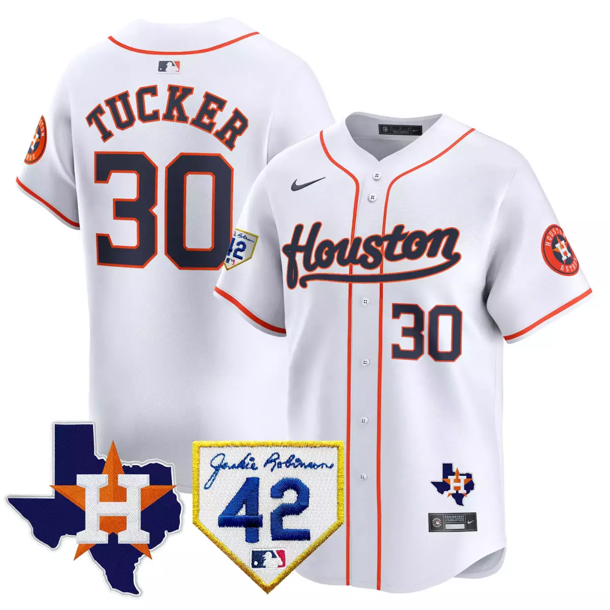 houston astros 30 tucker white jersey 2024 jackie robinson patch vapor premier limited all stitched ffl