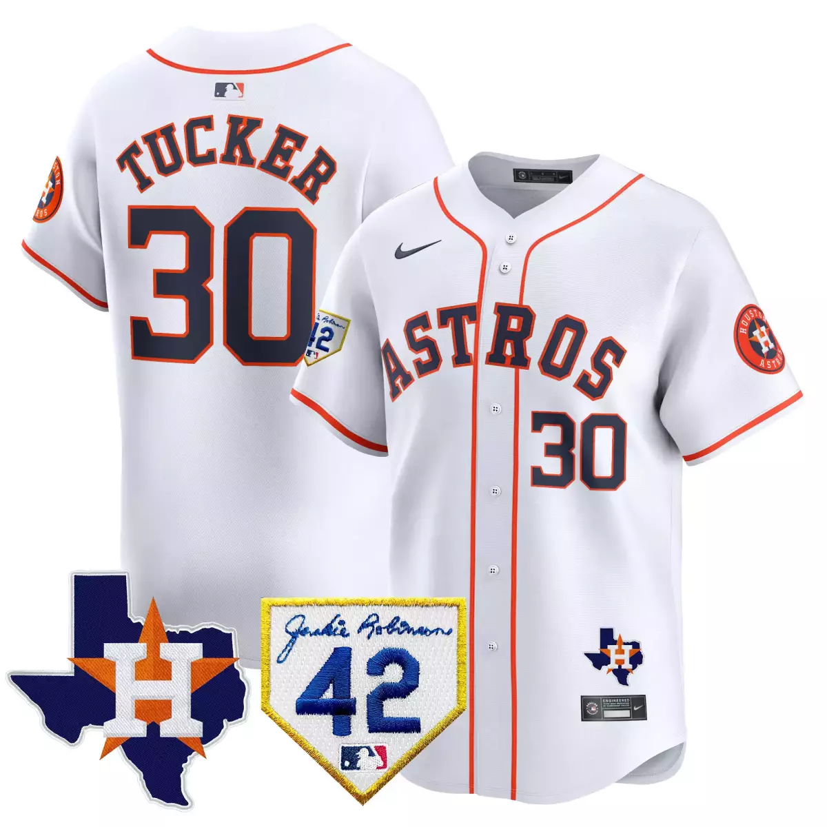 houston astros 30 tucker white jersey 2024 robinson texas patch vapor premier limited all stitched
