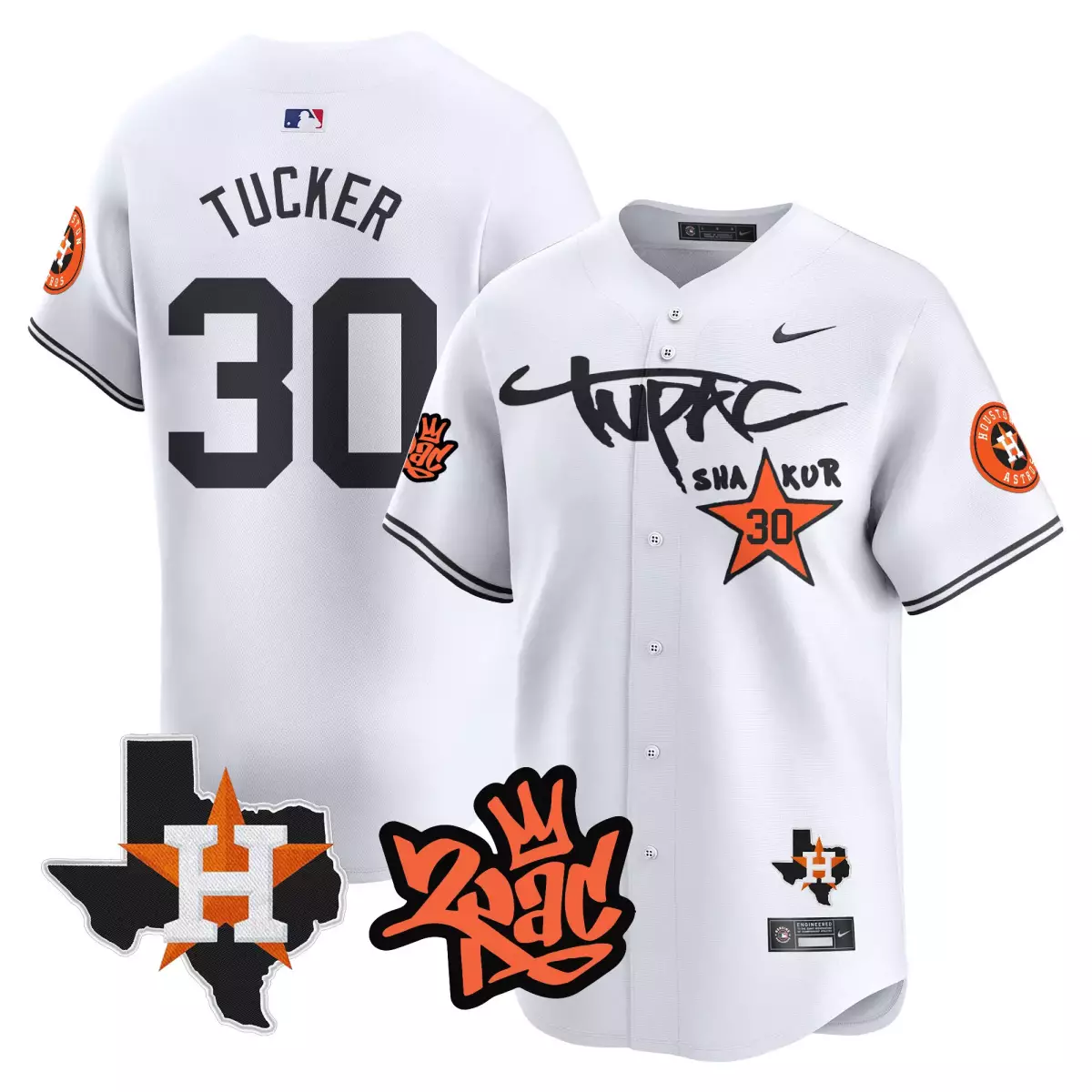 houston astros 30 tucker cream jersey tupac shakur vapor premier limited all stitched 55m