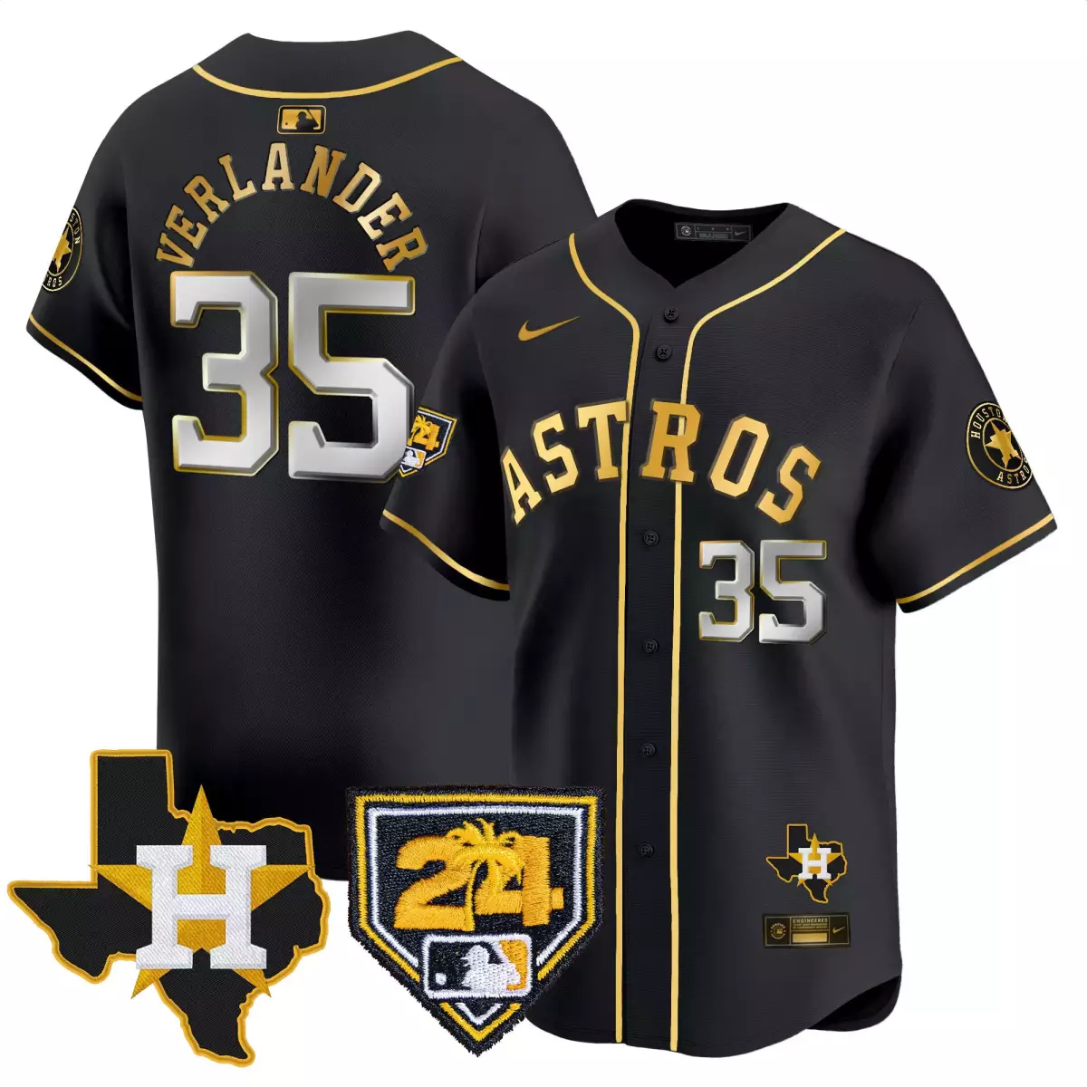 houston astros 35 verlander black gold jersey 2024 robinson texas patch vapor premier limited all stitched