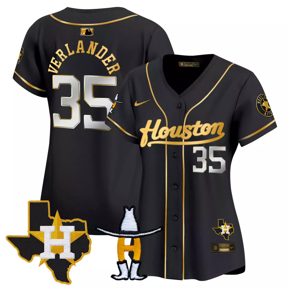 houston astros 35 verlander black gold jersey rodeo patch vapor premier elite all stitched