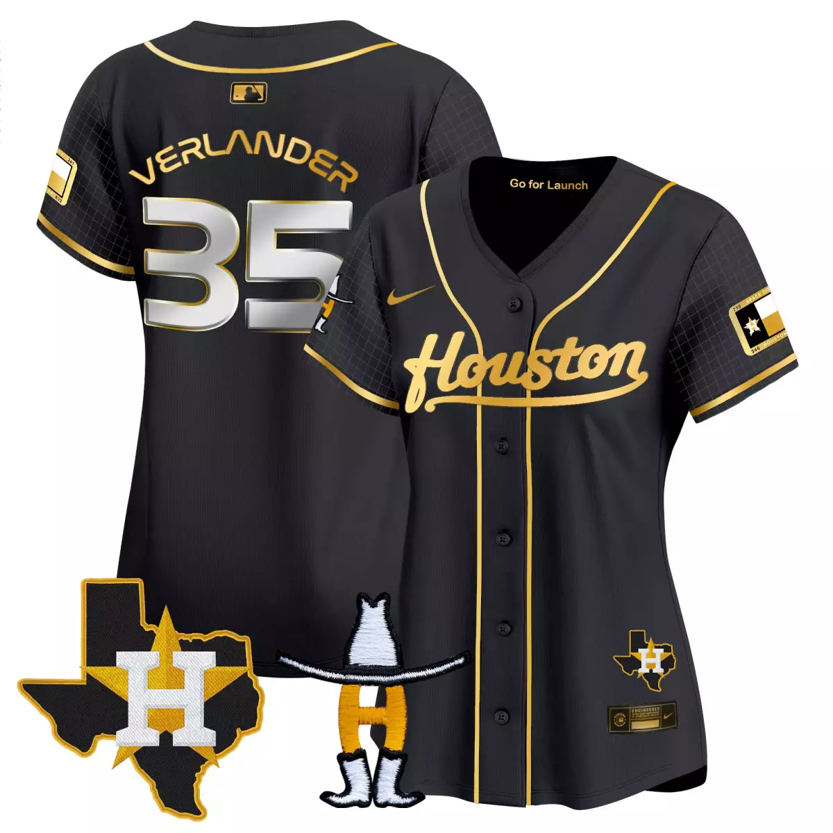 houston astros 35 verlander black gold jersey rodeo patch vapor premier elite all stitched
