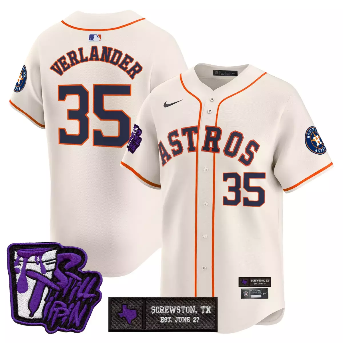 houston astros 35 verlander cream jersey dj screw still tippin purple patch vapor premier limited stitched kxn
