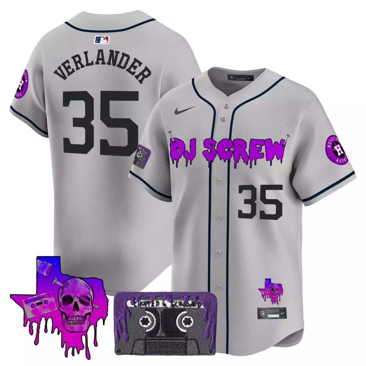 houston astros 35 verlander gray jersey dj screw patch vapor premier limited v2 all stitched