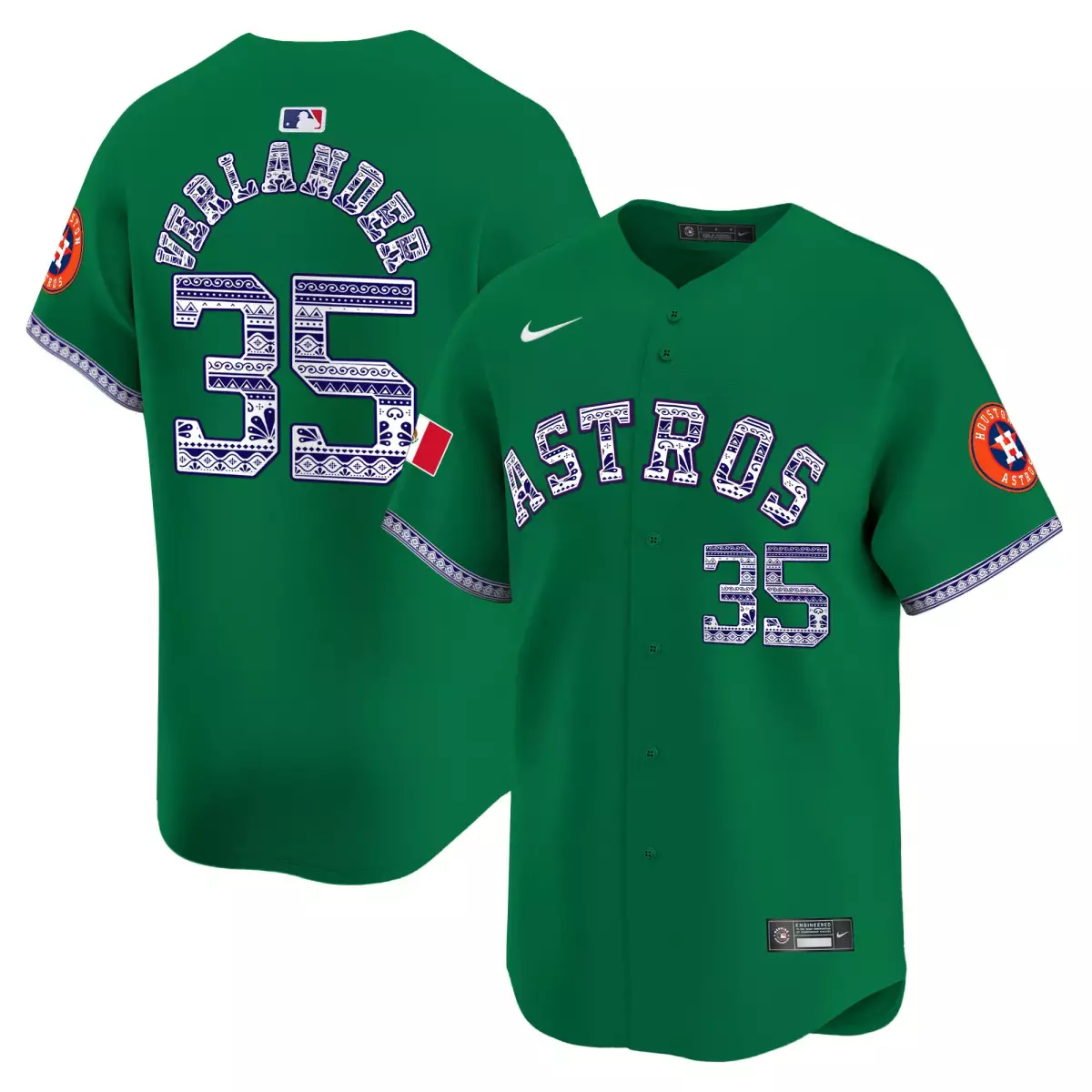 houston astros 35 verlander green jersey mexico texas patch vapor premier limited v4 all stitched