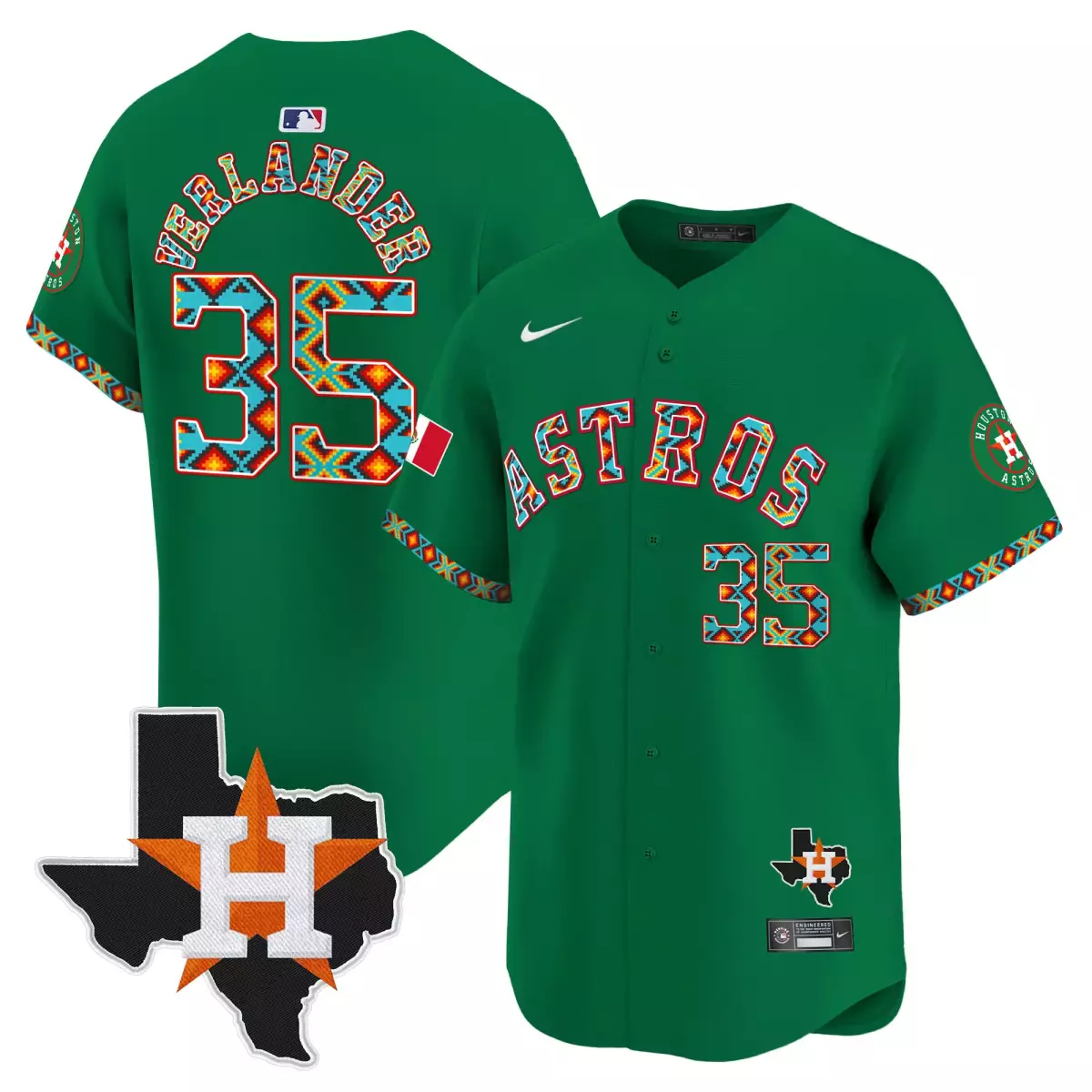 houston astros 35 verlander green jersey mexico texas patch vapor premier limited v4 all stitched