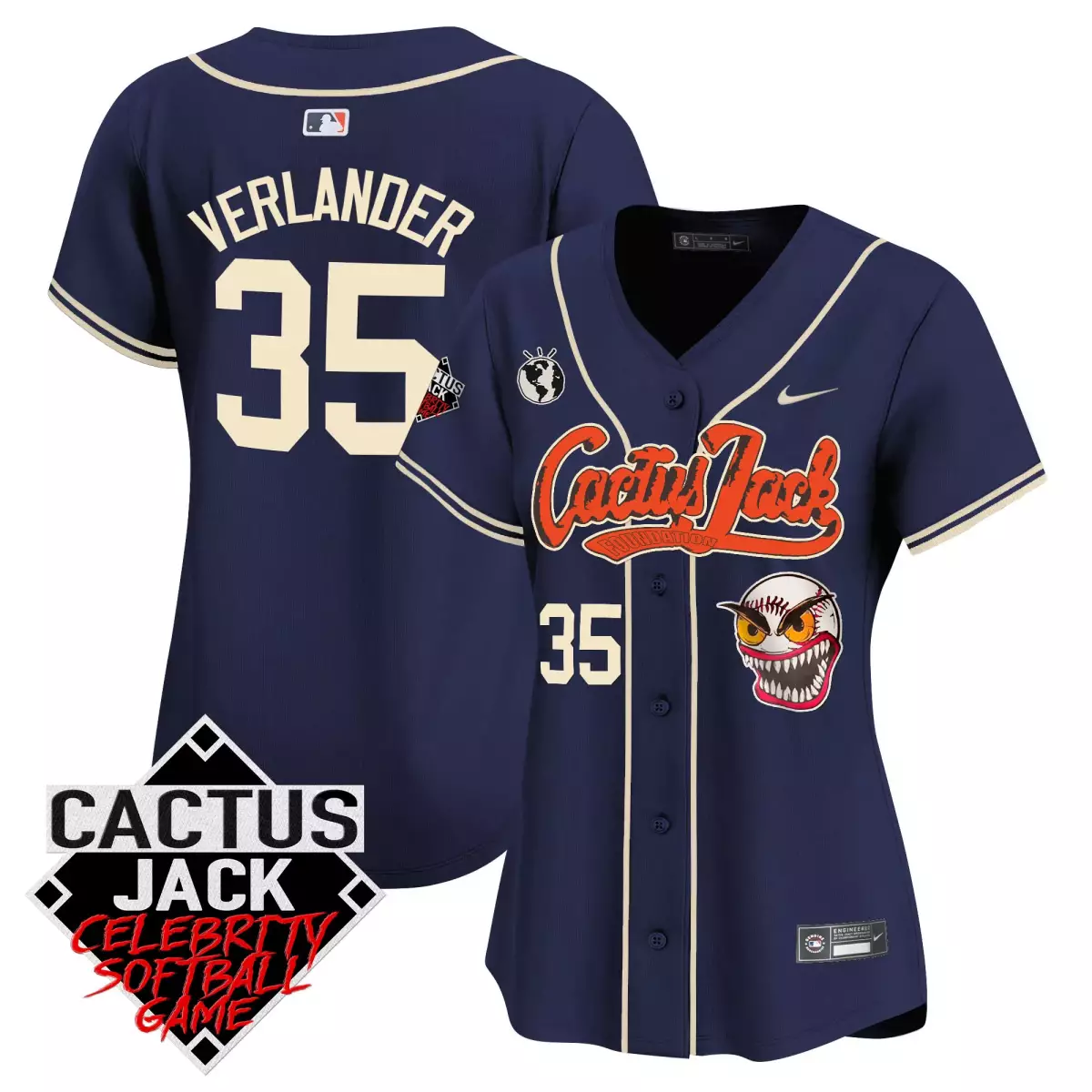 houston astros 35 verlander navy jersey cactus jack celebrity softball game patch vapor premier limited all stitched