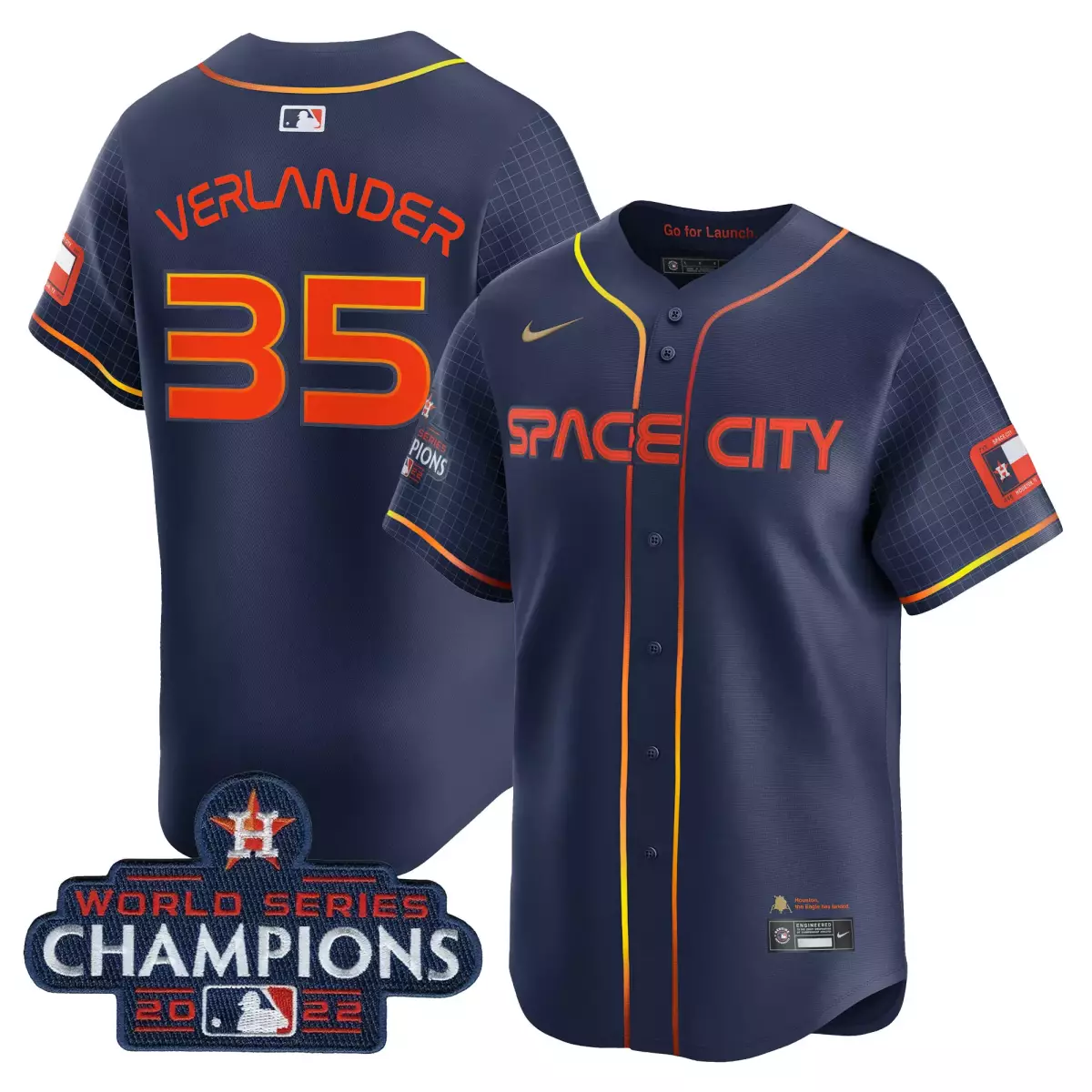 houston astros 35 verlander navy jersey space city 2022 world series champions vapor premier limited all stitched
