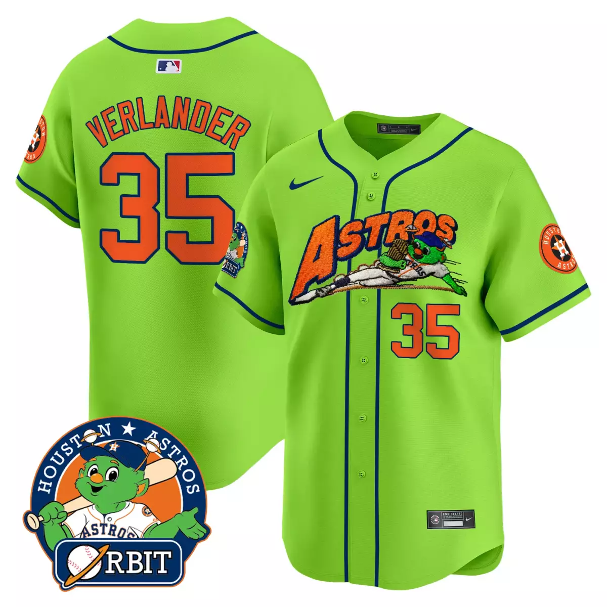 houston astros 35 verlander olive green jersey orbit patch vapor premier limited v4 all stitched