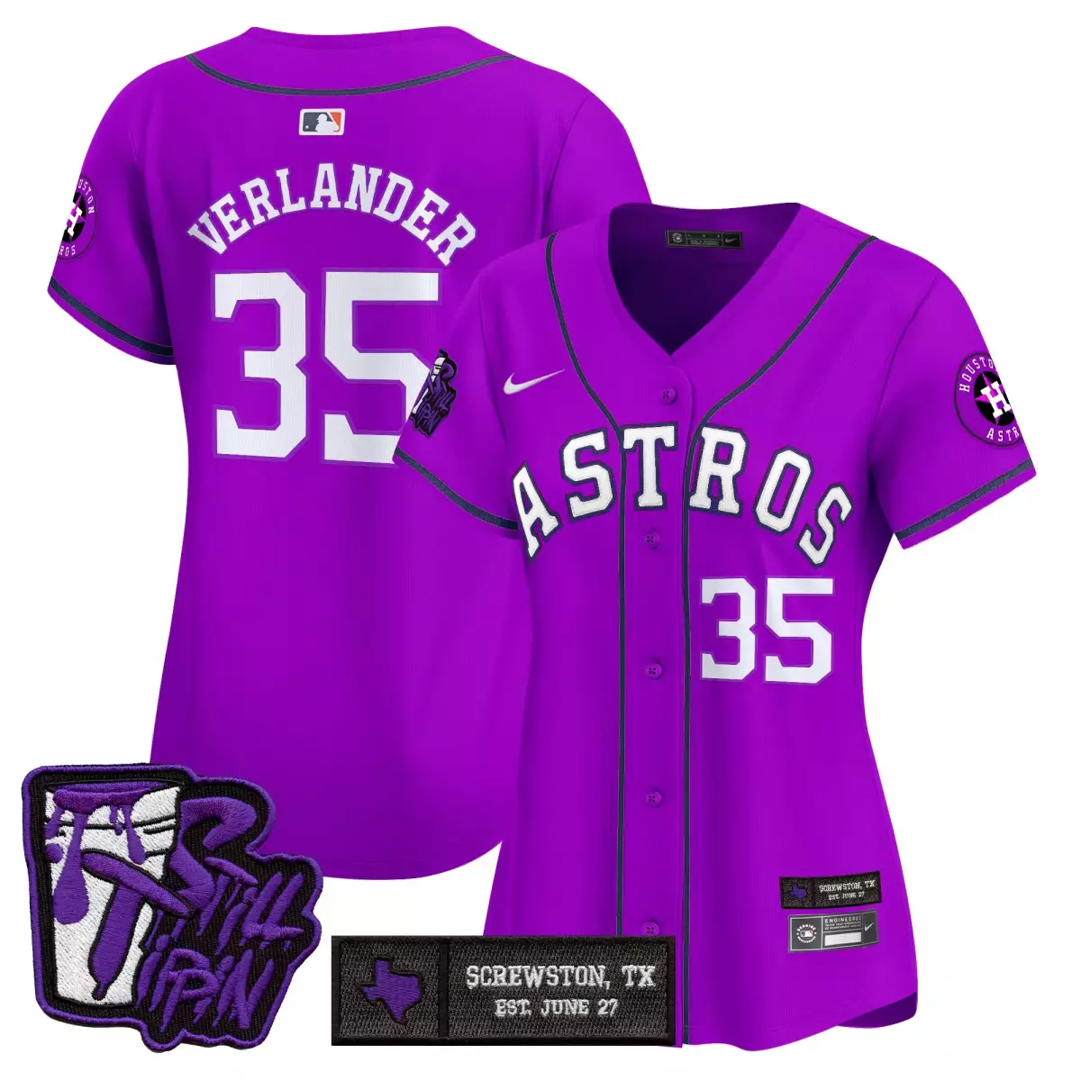houston astros 35 verlander purple jersey dj screw patch vapor premier limited v2 all stitched